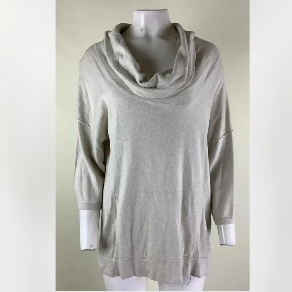Pure Jill Sz S Cotton Cashmere Cowl Neck Sweater Beige Casual Pullover